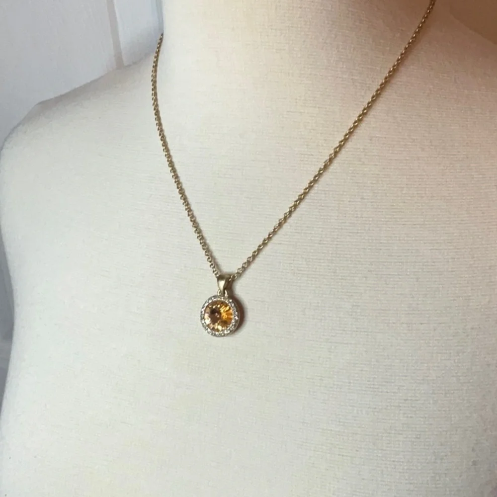 Lia Sophia Gold Peach Rhinestone Necklace - Picture 1 of 5